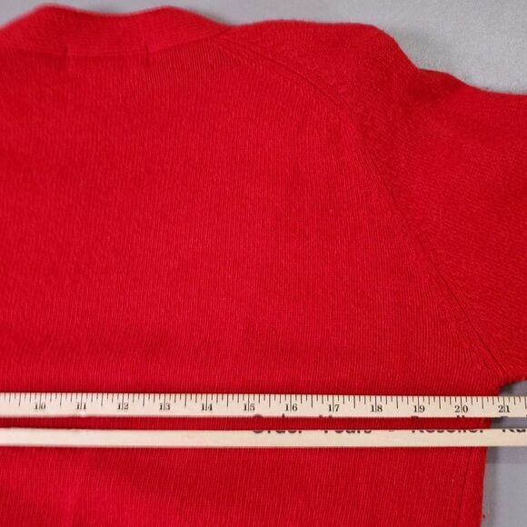 Jennifer Moore Cardigan Sweater Angora Rabbit Hair Lambswool Womens Small Red - Picture 8 of 9